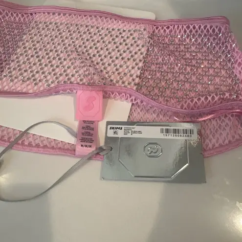 SKIMS Swarovski x Stretch Net Bandeau Bralette Bubble Gum Pink Medium NEW