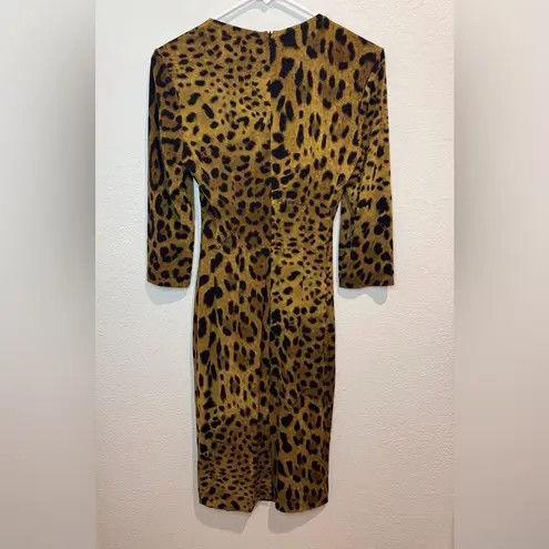 Roberto Cavalli Class Y2K Leopard Jaguar Skin Print Bodycon Midi Dress Size 6