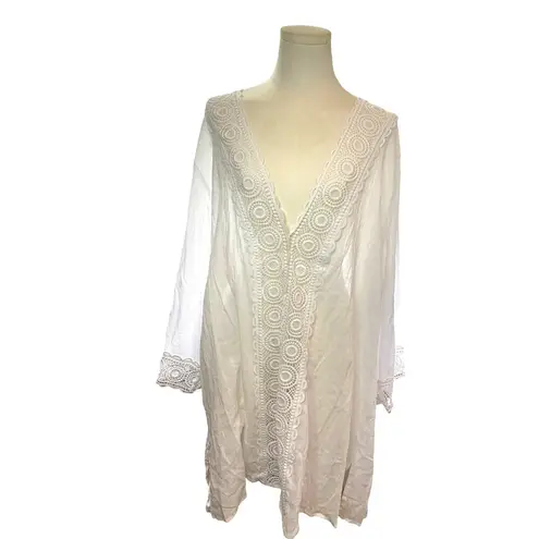 La Blanca Women's White Cotton Cardigan - Size XL