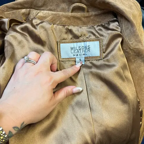 wilson's leather Vintage 2000s Wilson’s Leather Suede Belted Coat |Women’s Small Boho Western Y2K