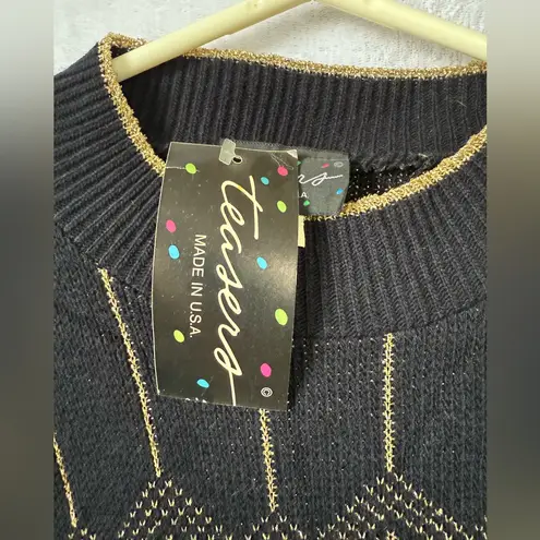 Vintage Teasers nwt size large black gold metal sweater