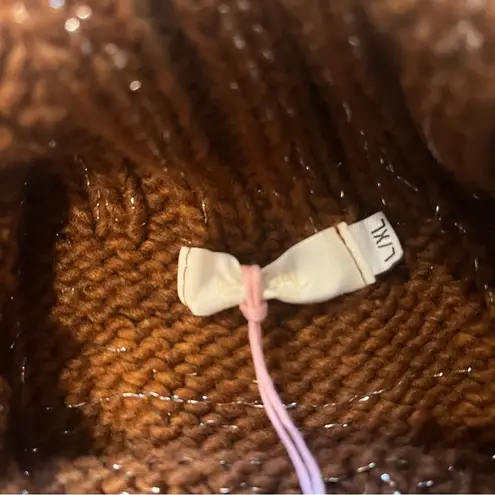 NWT, Scandal Italy Chunky Cable Knit Turtleneck Tunic Sweater, Sz L/XL Brown Size L