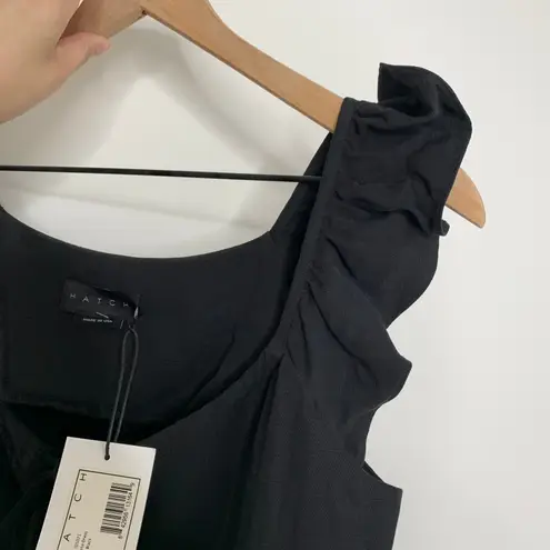 Hatch Collection Jenna Ruffle Button Front Midi Dress Black Maternity New Small Size undefined