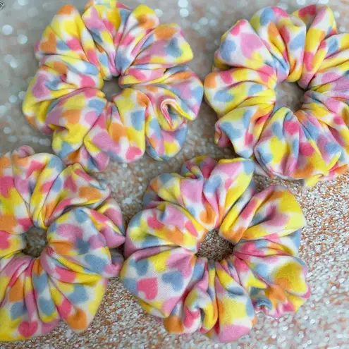 JUMBO Scrunchie Yellow And Hearts Oversized Scrunchie Xxl Scrunchie