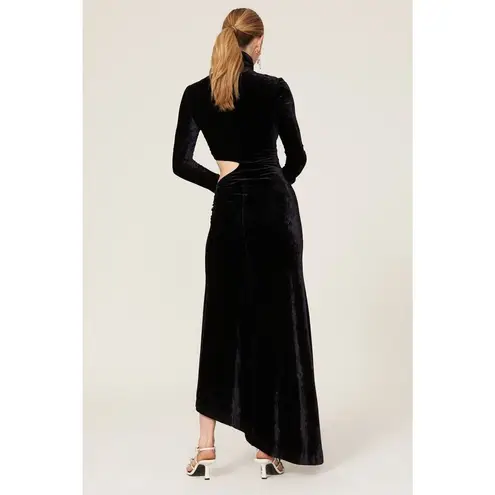 ALC Frank A.L.C. Sz 0 Midnight Navy Velvet Katherine Cut Out Turtleneck Asymmetric Gown