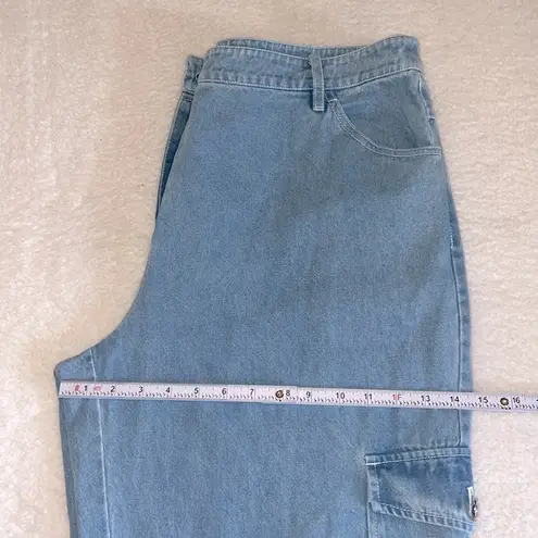 STAUD Easton Cargo Wide-Leg Jeans Light Wash Size 14 NWOT