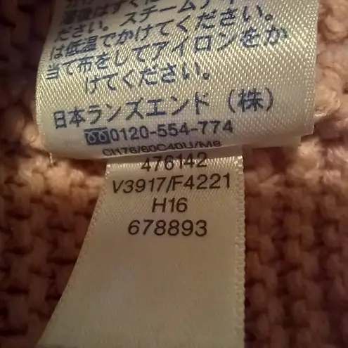 Lands End Chunky Knit Sweater Tunic Dress-Medium-Turtleneck-Side Slit-Dusty Pink