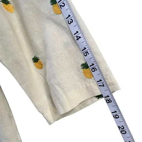 Vintage Charles Keath Tunic Top Womens L Yellow Linen Blend Pineapple Tropical Size L