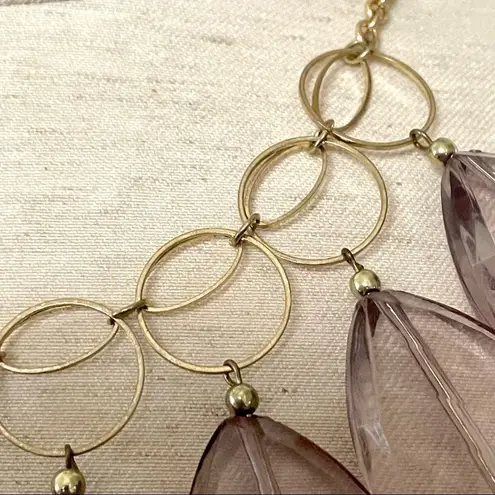 Gold tone large bead statement necklace