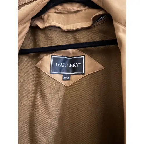 Gallery Trench Coat Removable Hood Classic Rain Coat Button Front Size 12 Medium