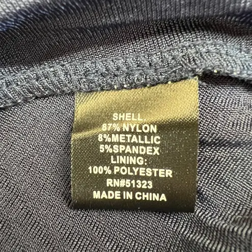 MSK Special Occasion Wedding Party Dress Navy Blue Silver V Neck Size LP NWT