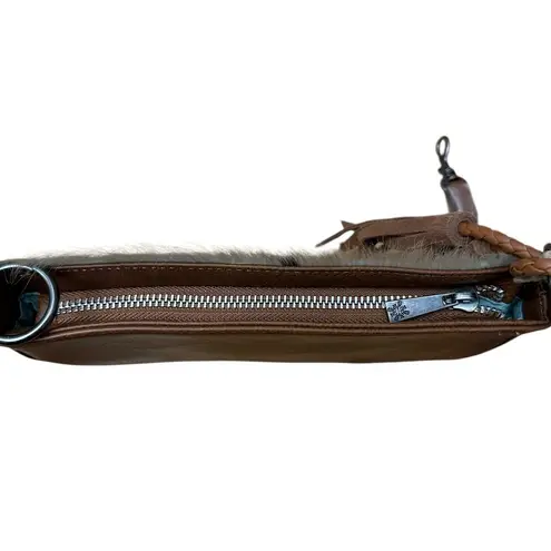 CATCHFLY STUDIO Aunthentic Leather Bohemian Western Convertible Clutch Purse Bag Brown