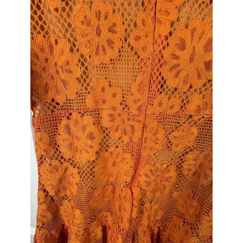 Bebe NWT  Embroidered Flutter Fit and Flare Dress - Orange Mini Dress Size Medium