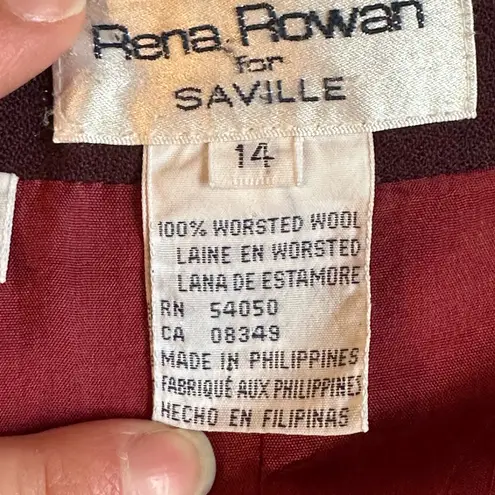 Rena Rowan Burgundy For Saville Straight Leg Closure Zip Side. Fully Lined Sz 14