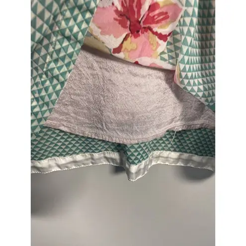 Limelight Embroidered Beige Short Silk Kurti Tunic Dress L Floral Tropical Light