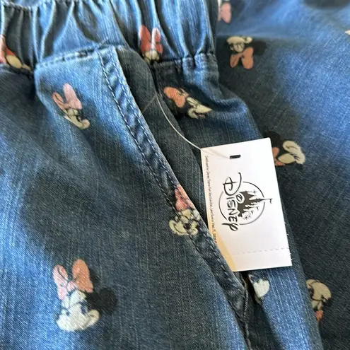 Disney NWT  All Over Minnie Mouse Denim Jean Jogger Pants Pull On Large