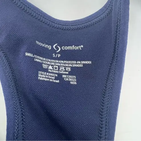 Moving Comfort JustRight Racer sports bra in navy heather size S Small NWT