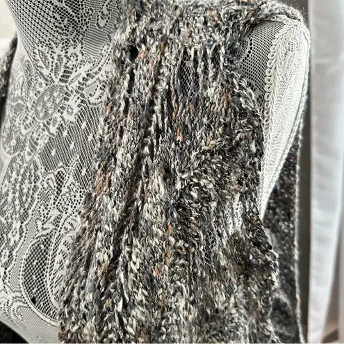 Chunky Knit Open Front Sweater Vest Cardigan – Neutral Gray Multi Black Size M