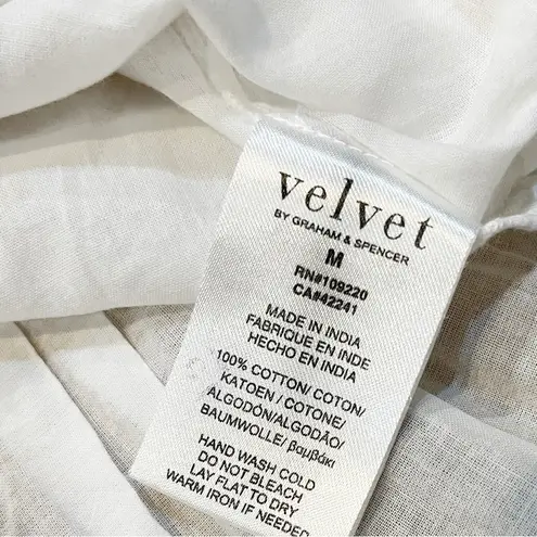 Velvet By Graham And Spencer WHITE Baby Doll Cotton Top Anthropologie Size Med