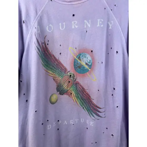 Lauren Moshi XS Purple Daze Distressed Journey Pullover Graphic Sweatshirt