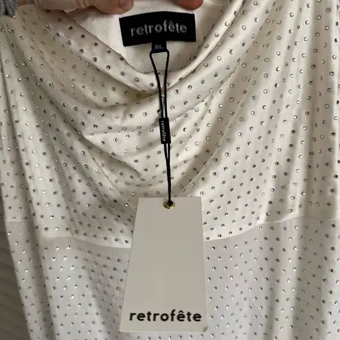 NEW Retrofete Marlene Silk Dress in White Size XL