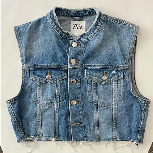 ZARA  Blue Denim Vest Waistcoat Size Medium