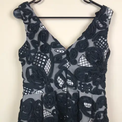 Lela Rose Women’s Silk 3D Floral Net Design Sleeveless A