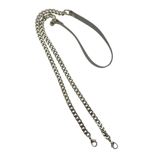 Furla Ginevra Leather Mini Crossbody Bag Sabbia Beige Gray Gold Chain