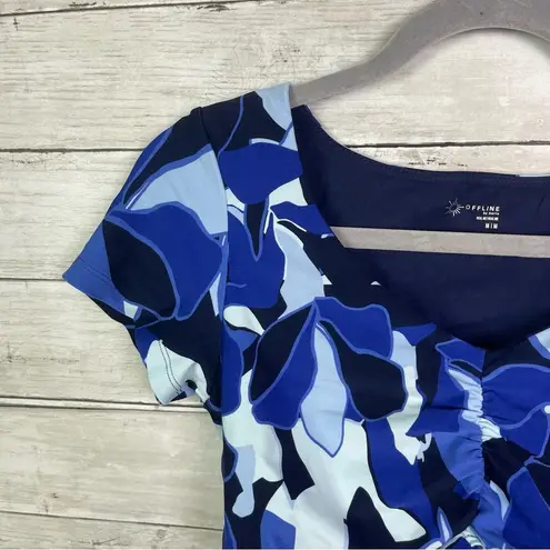 Aerie  Offline Real Me Ruched Tee Shirt Blue Multi Size Medium