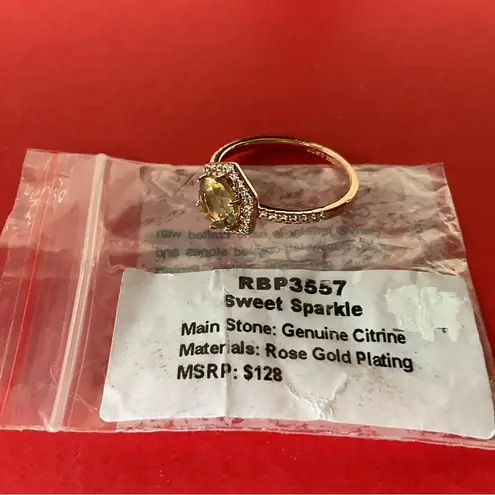 Bomb Party RBP3557 “Sweet Sparkle” Genuine Citrine on RoseGold Sz 10.5 Ring NWOT