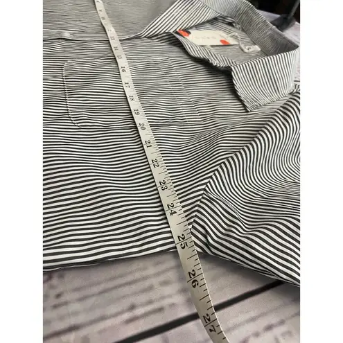Aisew Button Front Shirt Womens L Pin Striped Long Sleeve Collared NEW Gray Size L
