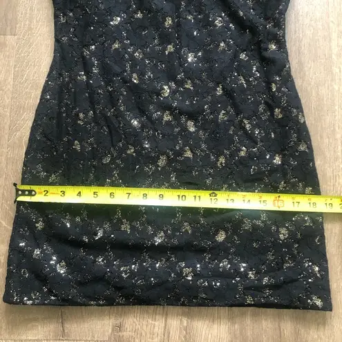 Antik Denim Antik Batik Black Gold Ricci Sequin Lace Mini Dress NWT M