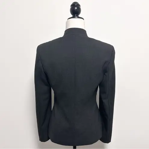 Escada Gray Wool Blend Gold Tone Zipper V Neck Mandarin Collar Blazer Jacket 34 Size undefined