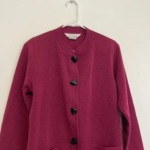 Misook EXCLUSIVELY  Berry Raspberry Ribbed Knit Long Cardigan Sweater / Coatigan - Image 2