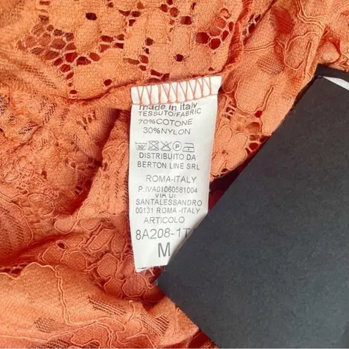 NWT Y2K Talco Terracotta Italian Made Lace Midi Dress & Slip Women’s Size Medium Orange
