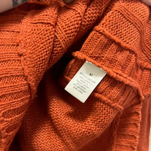 Madison + Hudson Sweater Long Sleeve Pullover Orange Crew Neck Button Accent M Size M