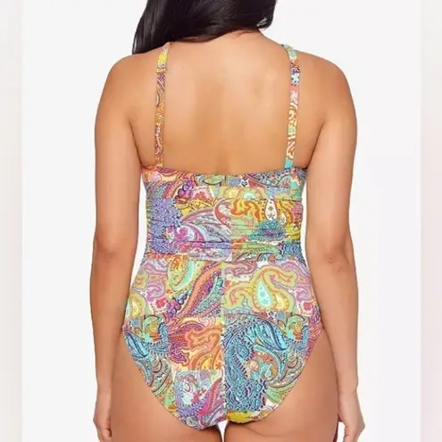 Bleu Rod Beattie Paisley-Print Halterneck 8 One-Piece Swimsuit