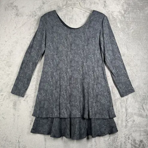 All that jazz Dress Womens 9/10 Gray Paisley Long Sleeve Layered Hem 90s Retro
