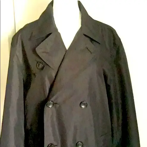 London Fog  Double Breasted Black Trench Overcoat