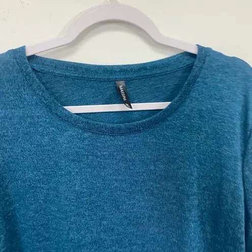 Massini Women's Long Sleeve T-shirt Plus Size 3X Blue Floral Hem