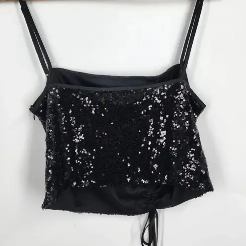 WAYF Emma Rose Top Women's Small Black Sequin Crop Sleeveless Blouse