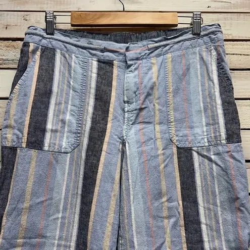 Natural Reflections Linen Blend Striped Wide Leg Pants Boho Cottagecore Coast L