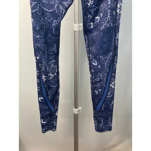 SKINS Women's Medium Blue Paisley Print Athletic Running Leggings Tights