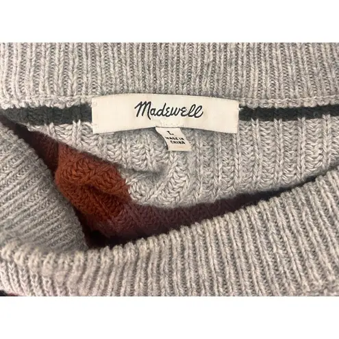 Madewell  Patch Pocket Pullover Walton Stripe Arctic Ice Large Rainbow Thick Cozy