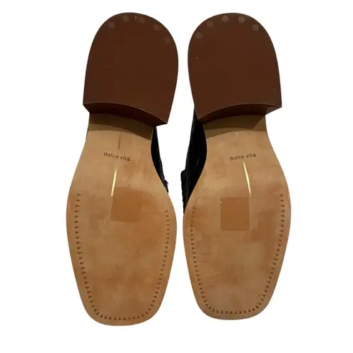 Dolce Vita Talie Black Crocodile Faux Leather Heeled Loafers, Sz 8