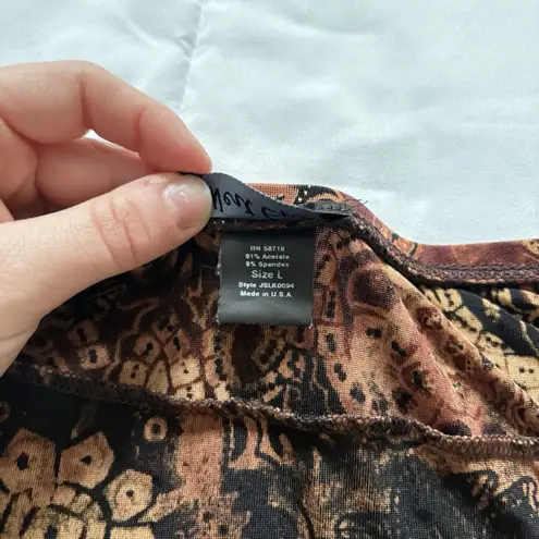 Vintage West End Skirt Womens Large Brown Floral Stretch Boho Fairy Grunge Y2K