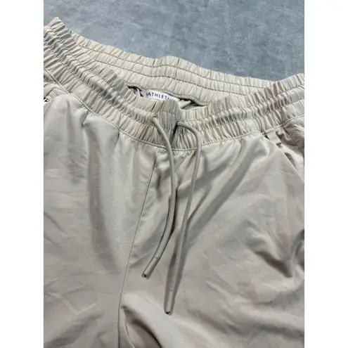 Athleta  Avenue Wide Leg Crop Pull‎ On Pants Womens 14P Beige Drawstring Pockets