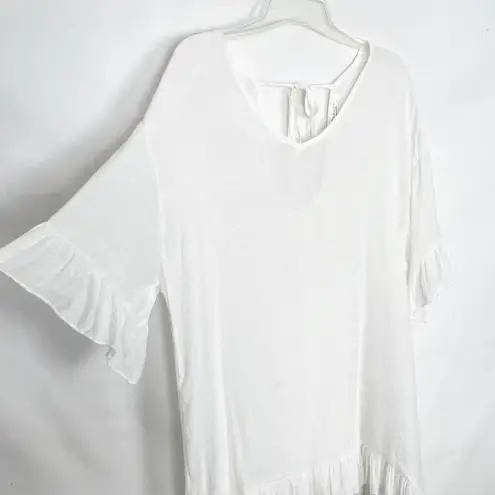 Ekouger Pullover Gauzy White Tunic Dress/Bikini Cover Up Size Medium