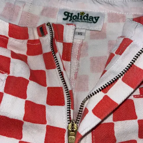 Holiday by Emma Mulholland Red White Checkered Kokomo Pants Trousers Size XS