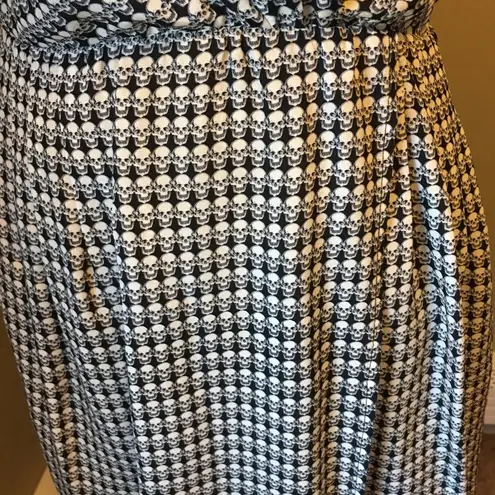Myne Silk black and white houndstooth skull skater dress size 0